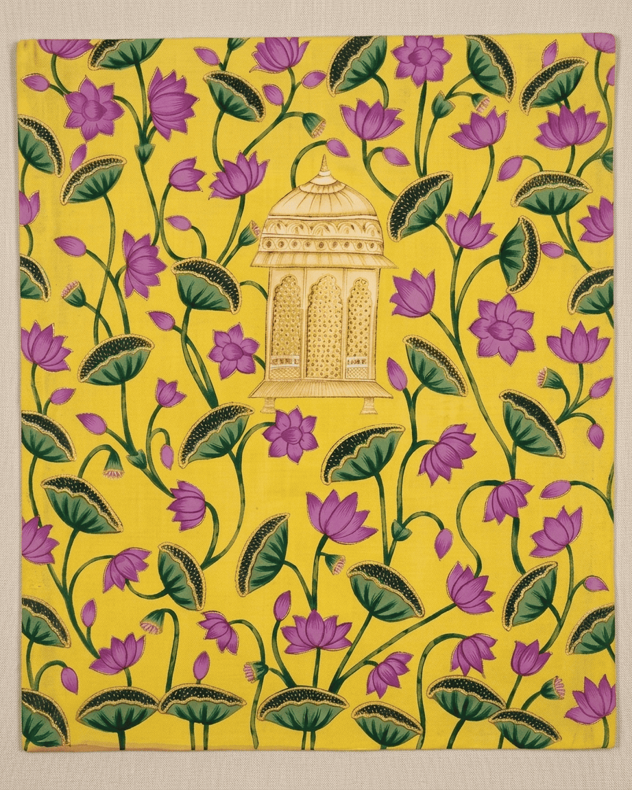 Yellow Lotus Pichwai Painting – Traditional Nathdwara Wall Art